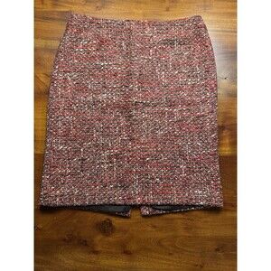 Talbots Petites 10P Tweed Pencil Skirt Red Pink Wool Blend Classic Preppy Career